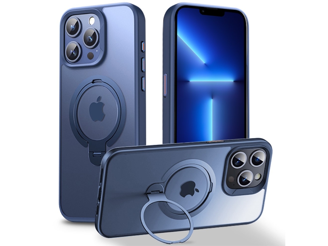 Suporte Casa Magsafe Para Iphone 13 Pro Pele Sintética Azul