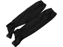 Calças de motociclista com proteção integrada e camadas impermeáveis para os pés.