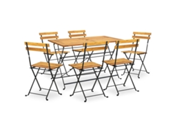 Conjunto 7 Peças Dobrável De Jantar P/ Jardim Acácia Macíça Dkd Home Decor