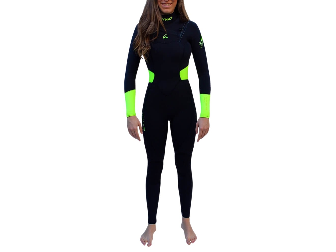 Fato Neoprene Manga Comprida Zip Tórax Mulher Surf Ultra Stretch Quick Dry Preto Xskynay