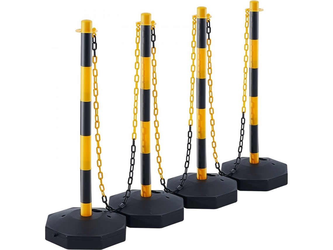 Conjunto De 4 Postes De Sinalização Com Corrente E Base Estável Tekmaquinas