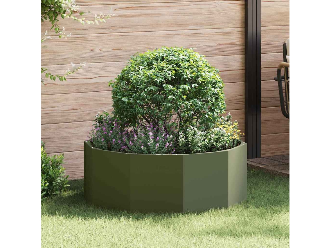 Vidaxl Floreira Verde Oliva 90 X 90 X 35 Cm Aço