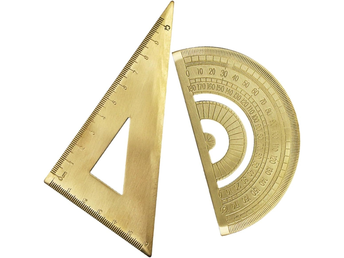 Régua Triangular De Latão Banhada A Ouro, Leve E Para Medições