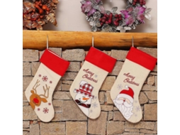 Meias De Natal Bordadas Shxx Com Pingente De Papai Noel E Boneco De Neve, Sacola De Presente Com Enfeite De Natal A1018 62 Olysi Shop (pacote Com 3)