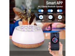 Umidificador Bluetooth 400ml, Difusor De Aromaterapia, Alto-falante Ultrassônico Com Cúpula De Led - Branco Sunny Spaces