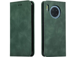 Capa Fólio Trava para Huawei Mate 30 HONGWE. Pele Anti-Choque Magnética Premium Verde