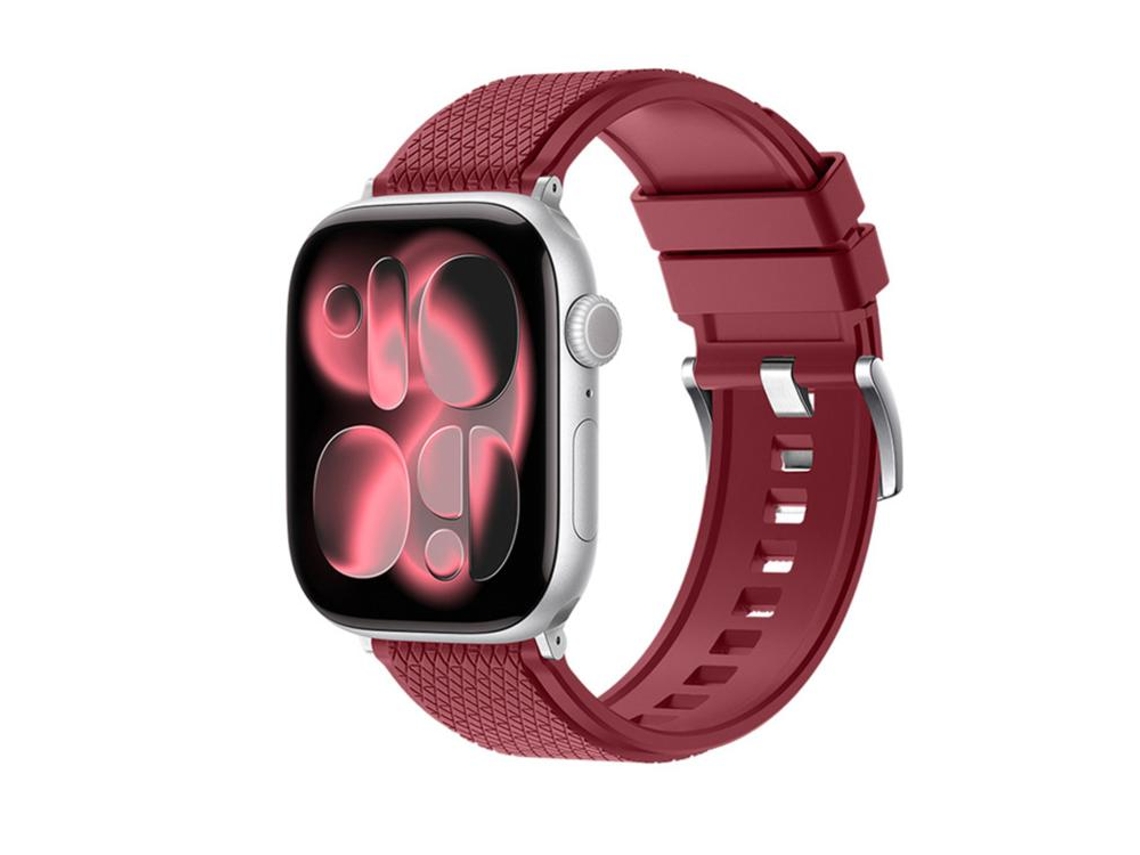 Bracelete Para Apple Watch 42/41/40/38mm - Borracha Fluorada Fkm Com Padrão Diamante Vermelha