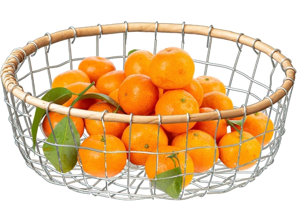 Fruteira De Arame, Fruteira De Metal, Fruteira De Metal Retrô Trançada À Mão | Tigela De Legumes Tra Gokoco