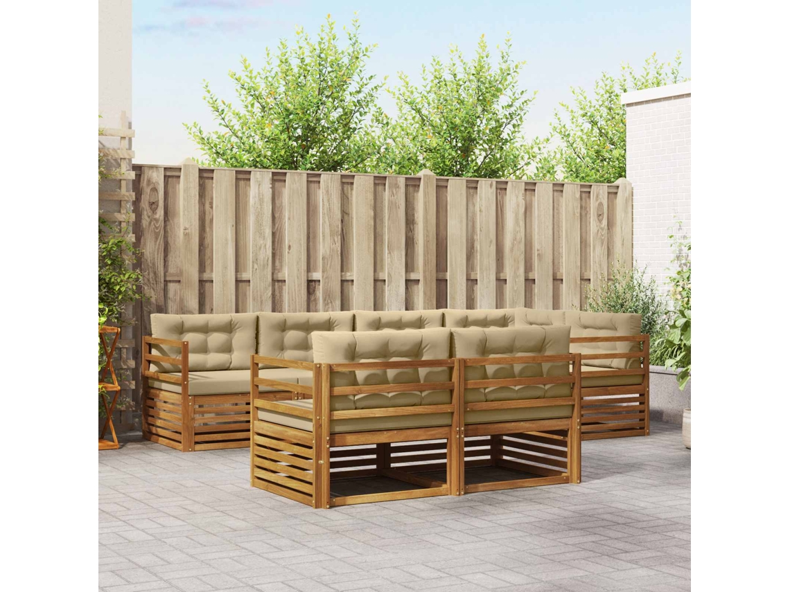 Vidaxl Conjunto De Sofás Para Exterior 7 Unid. Natural E Bege