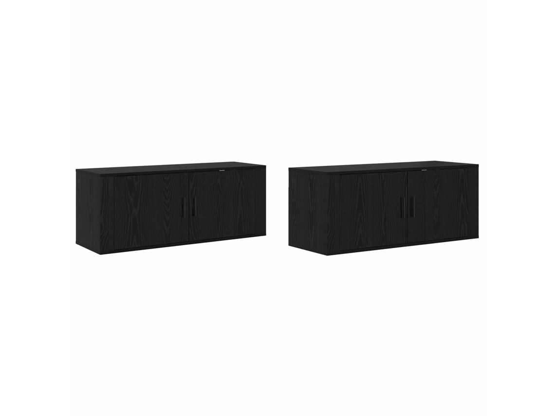 Conjunto 2 Solução De Armazenamento De Parede Vidaxl Preto Derivados De Madeira (100 X 34,5 X 40 Cm)