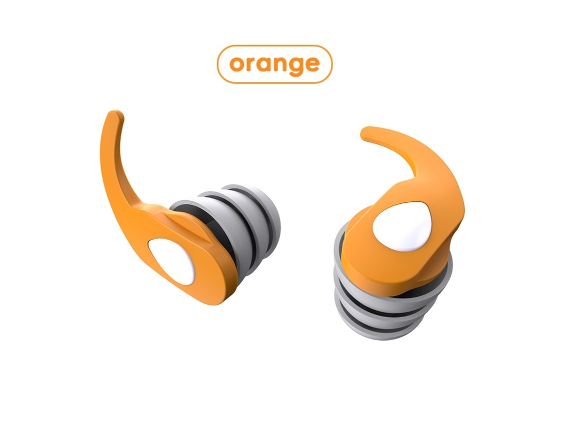 Protetor Auricular Antirruído Elysve, Modelo Es500, Silicone, Laranja