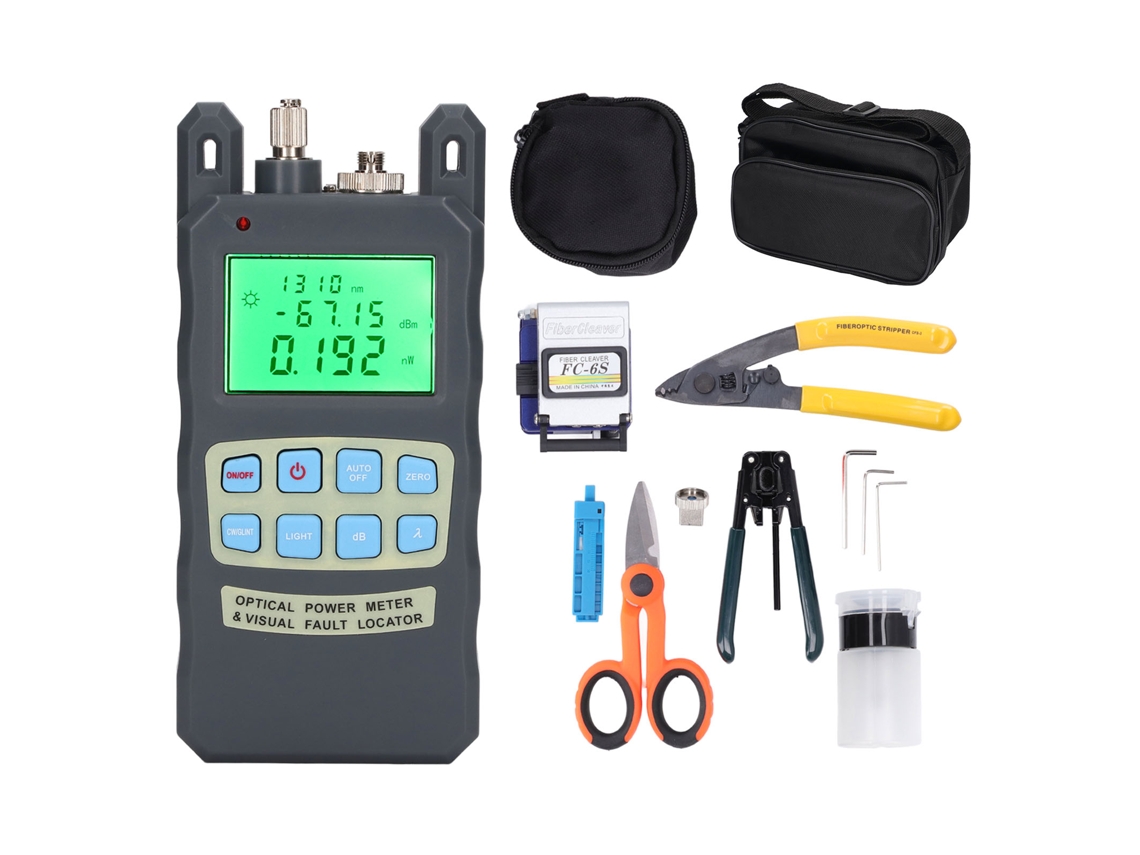 Kit de Ferramentas de Fibra Óptica YURU Ftth com Medidor de Potência, Cortador, Descasca e Acessórios