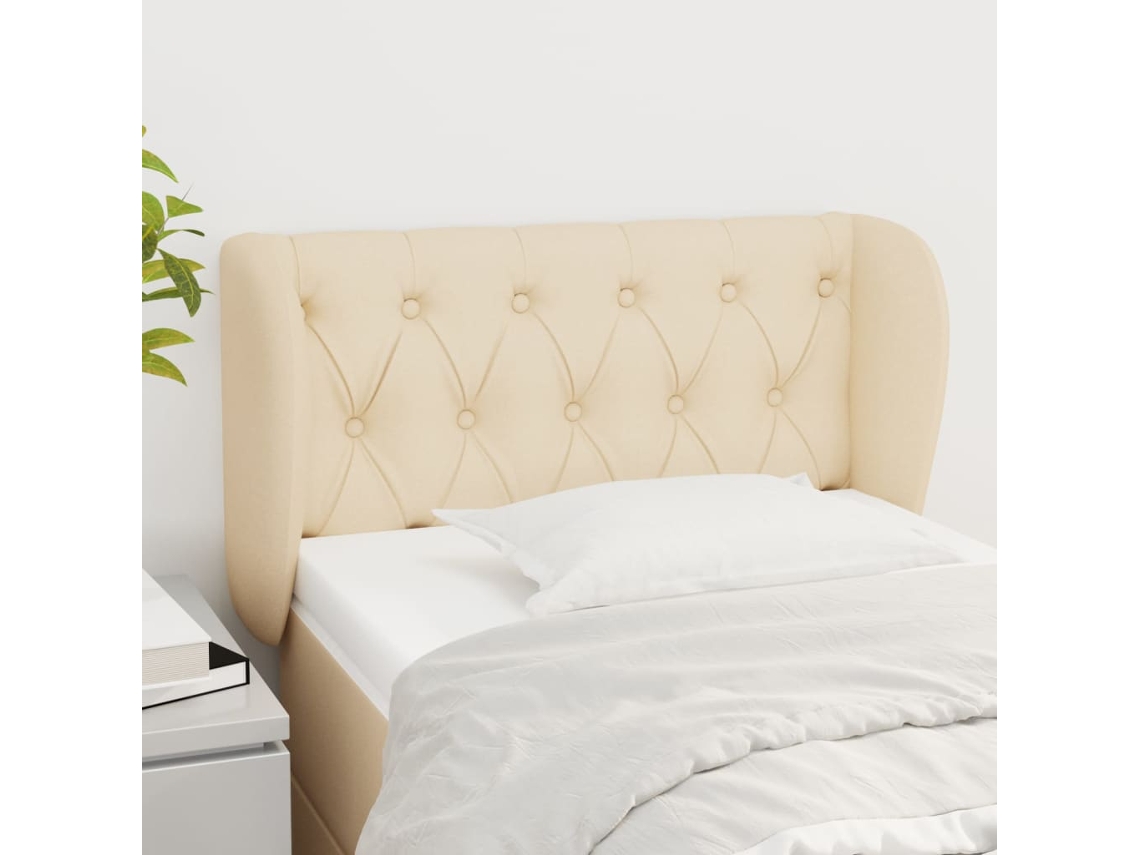 Vidaxl Cabeceira De Cama C/ Abas Tecido 83x23x78/88 Cm Creme