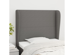 Vidaxl Cabeceira Cama C/ Abas Tecido 93x23x118/128 Cm Cinzento-escuro
