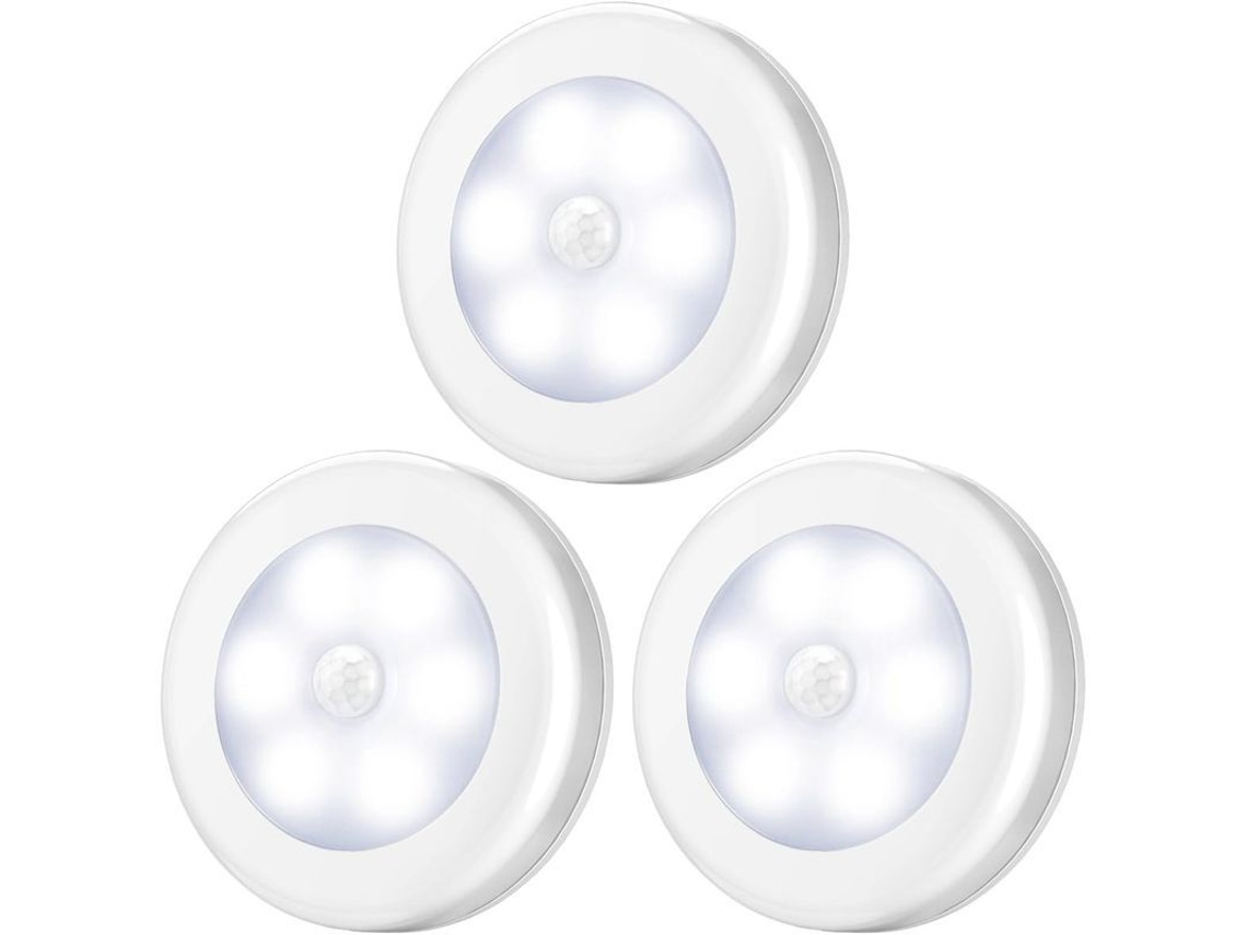 Luz com sensor de movimento Nova Line, 3 peças, para armários, bateria, branca