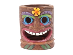 Porta-velas/porta-lápis em resina com rosto de freixo e expressão de mau humor, modelo A, para uso interno e externo.