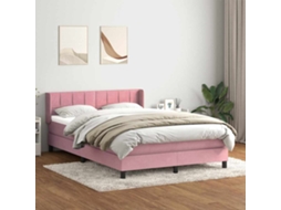 Vidaxl Cama Com Molas/colchão 160x220 Cm Veludo Rosa