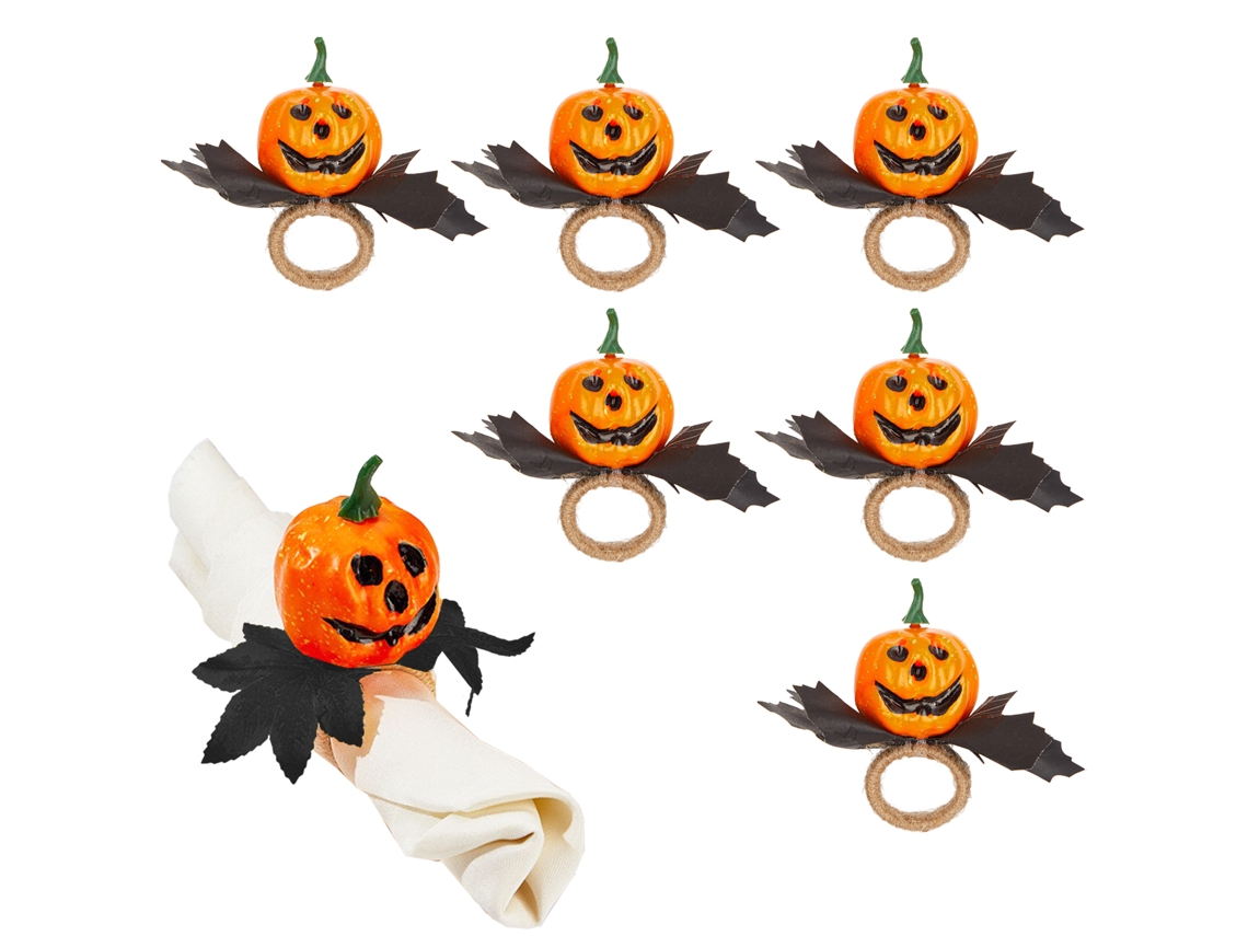 Laxiscreed Pack De 6 Argolas De Guardanapo Halloween Com Abóboras, Olhos E Esqueletos Para Decoração