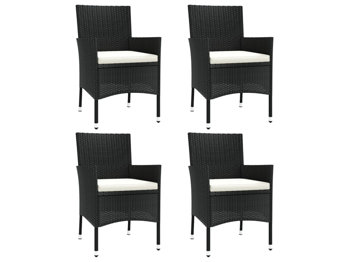 Maison Exclusive - Cadeiras De Jardim Com Almofadões 4 Pcs Vime Pe Preto