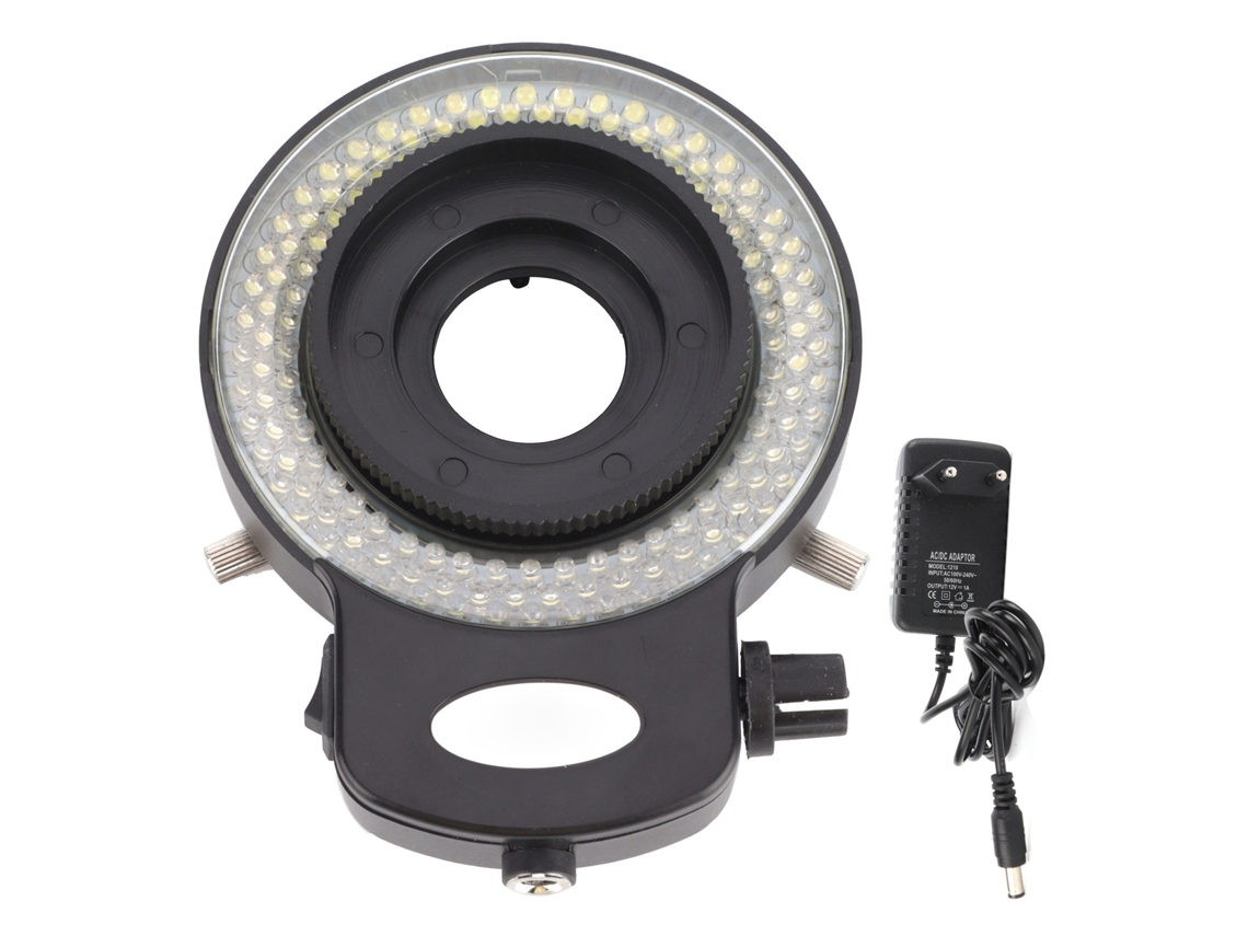 Luz LED de anel para microscópio industrial ajustável 144 LEDs com shell preto S/MARCA
