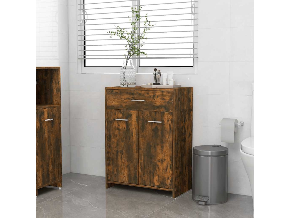 Vidaxl Armário De Casa De Banho 60x33x80 Cm Madeira Carvalho Fumado