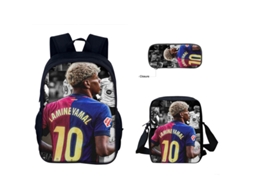 Mochila De Três Peças Com Estampa De Estrelas Do Futebol, Mochila + Bolsa Tiracolo + Estojo, Conjunto Estudantil De Grande Capacidade, Modelo 12
