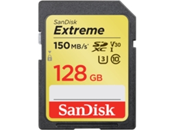 Cartão de Memória SDXC SANDISK Extreme (128 GB - 150 MB/s - Class10)