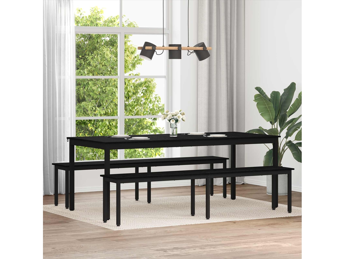 Vidaxl Banco Carvalho Preto 200 X 35 X 45 Cm Derivados De Madeira
