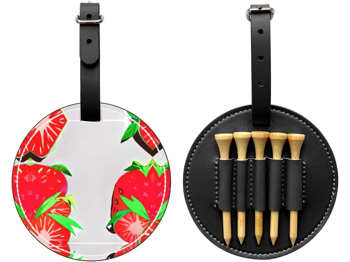 Bolsa para Tees de Golfe Estampa de Morango, Preta | S/MARCA