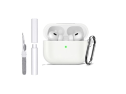 Capa Zruxe Para Airpods Pro 1/2 Silicone Branca (proteção Integral, Limpador De Auscultadores, Argola Para Chaves)