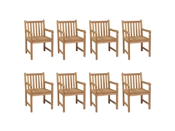 Maison Exclusive - Cadeiras De Jardim C/ Almofadões Bege 8 Pcs Teca Maciça