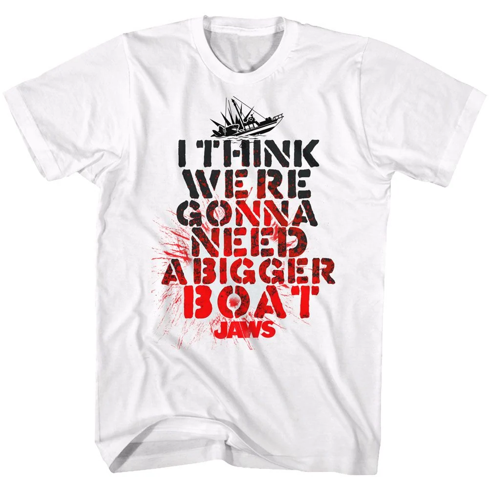 Rockinstone Jaws Movie Bigger Boat White Adult T-shirt Size:l