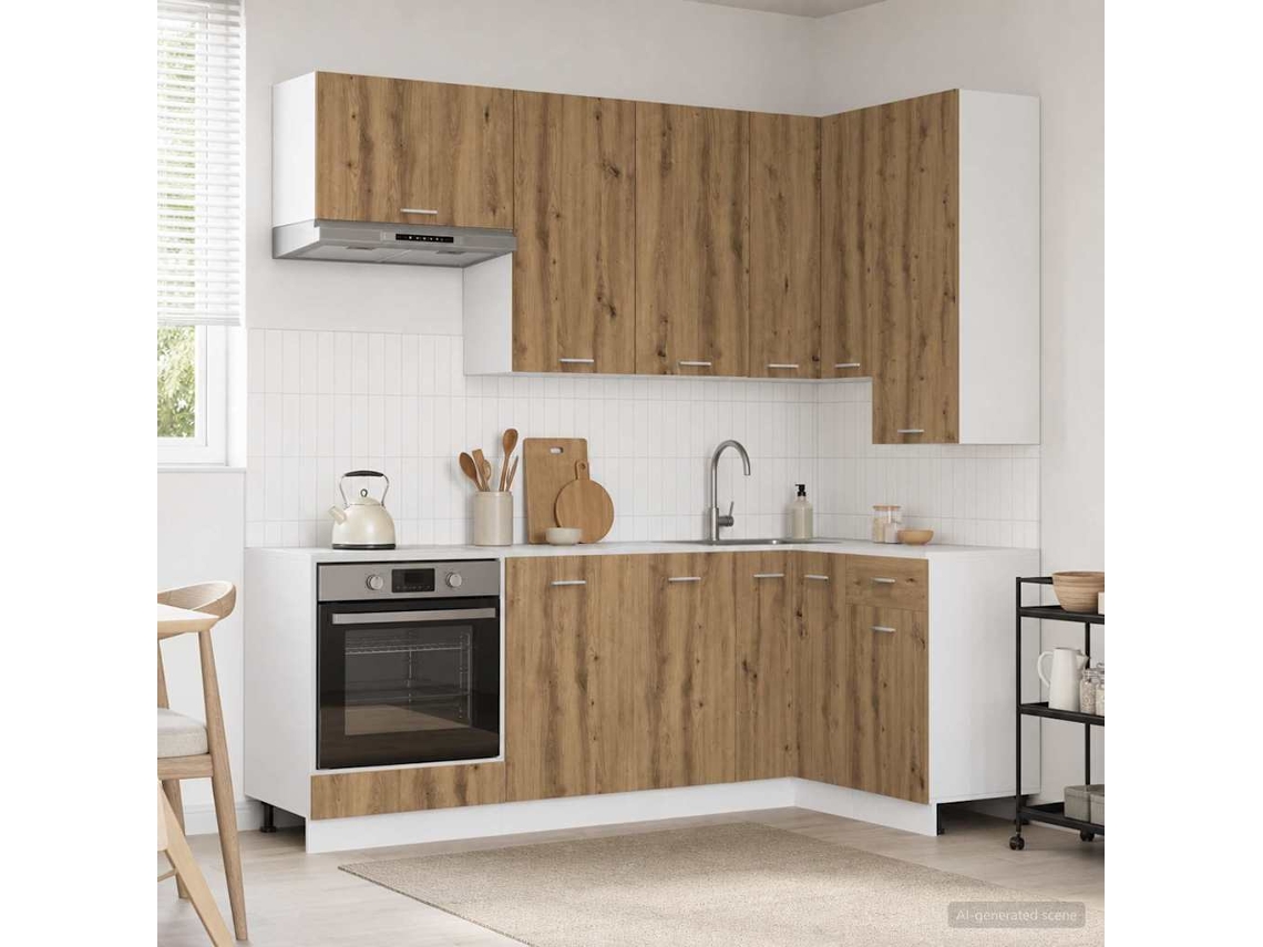 Vidaxl Unidade De Cozinha Lyon 8 Pcs Carvalho Arttisan