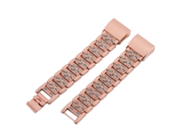 Pulseira do Relógio Pulseira de Aço Inoxidável Dourado Rosa Fitbit Charge 2 EOOCOO (decoração Completa de Diamantes de Substituição)