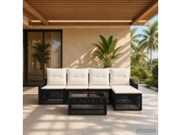 Vidaxl Conjunto De Sofá De Jardim 6 Unid. Preto Vime Pe