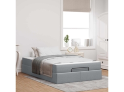 Vidaxl Estrutura De Cama Com Colchão 2 Unid. Cinzento-claro Tecido
