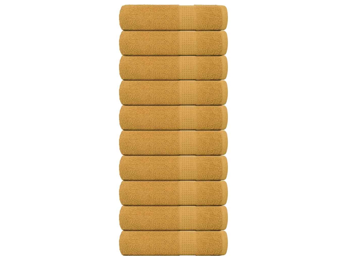 Vidaxl Toalhas De Banho Frogn 10 Pcs 70x140 Cm 360 G/m² Ouro