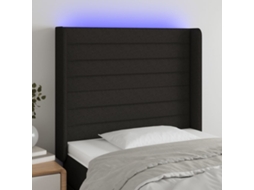 Vidaxl Cabeceira De Cama C/ Luzes Led Tecido 83x16x118/128 Cm Preto