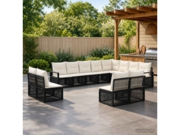 Vidaxl Conjunto De Sofá De Jardim 12 Unid. Preto Vime Pe