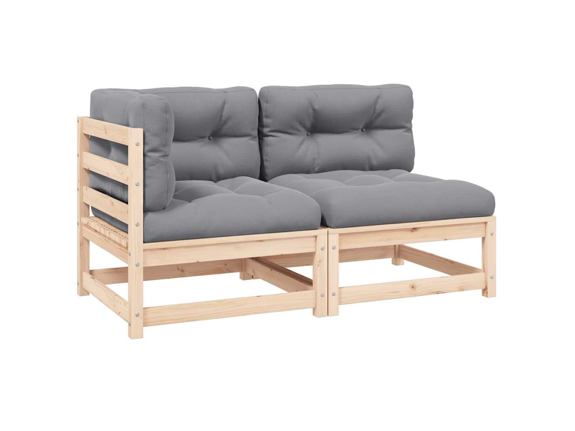 Vidaxl 2 Pcs Conjunto Lounge De Jardim Com Almofadões Pinho Maciço