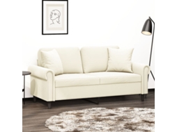 Vidaxl Sofá 2 Lugares C/ Almofadas Decorativas 140 Cm Veludo Creme