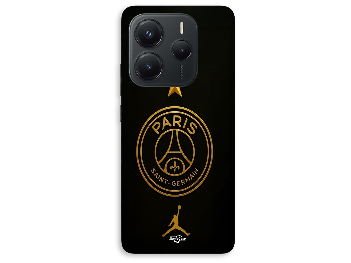 Capa Para Xiaomi Redmi Note 14 5g Psg Logotipo Jordan Dourado Estrela Campeã Maniacase