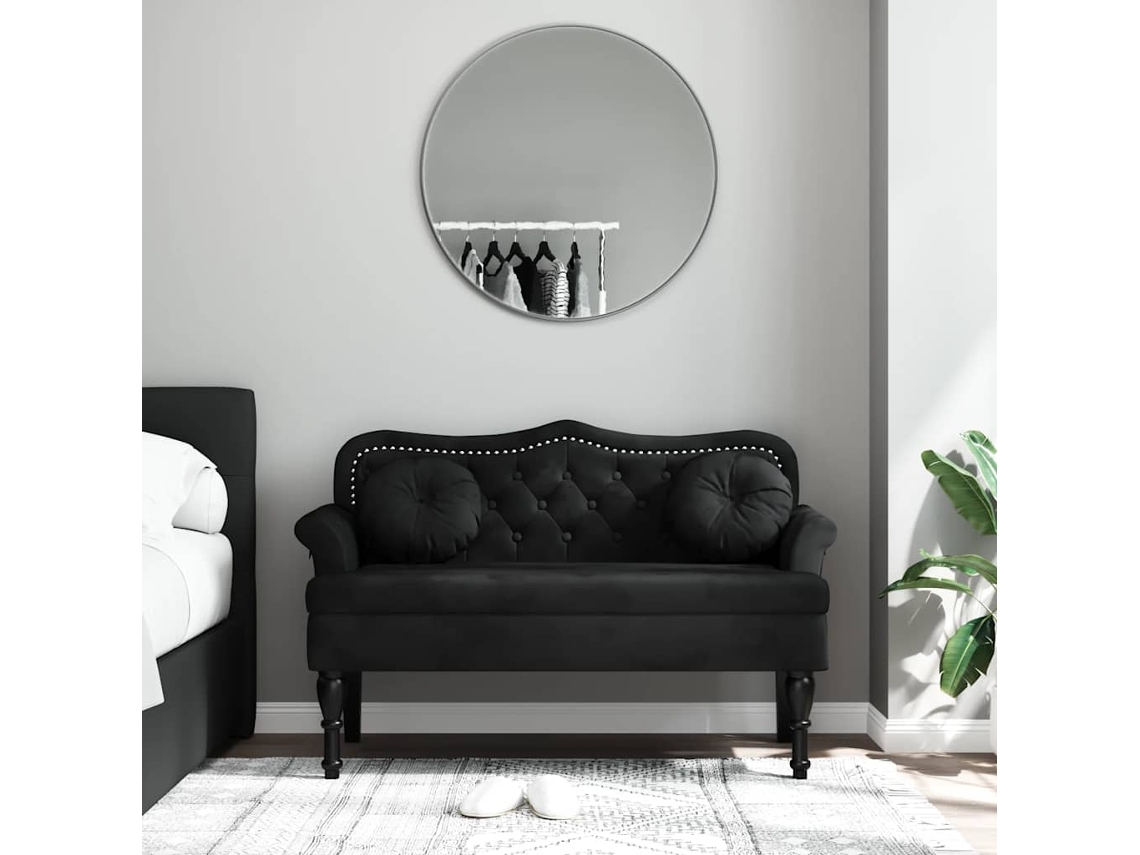 Vidaxl Banco Com Almofadas Preto 120,5x65x75 Cm Veludo