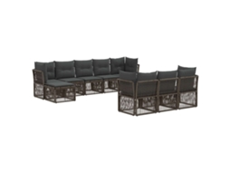 Vidaxl Conjunto De Sofá De Jardim 10 Pcs Cinzento Vime Pe