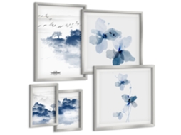 Pinturas Murais Modernas Praias Tropicais E Palmeiras Moldura Prateada Imagens Para Um Quarto Infantil Espelharte (conjunto De 5 Imagens)