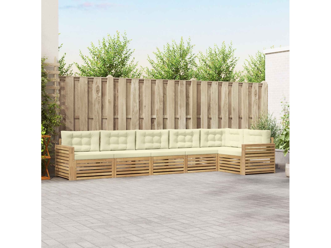 Vidaxl Conjunto De Sofás Para Exterior 6 Unid. Branco E Creme