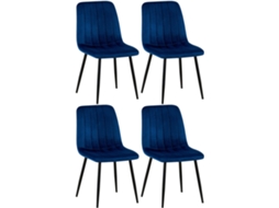 Conjunto de 4 cadeiras Dijon azul/veludo CLP