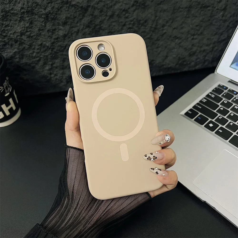 Capa Protetora Magnética Magsafe De Silicone Líquido Para Iphone (iphone 13, Dourada), Com Proteção Para A Lente.