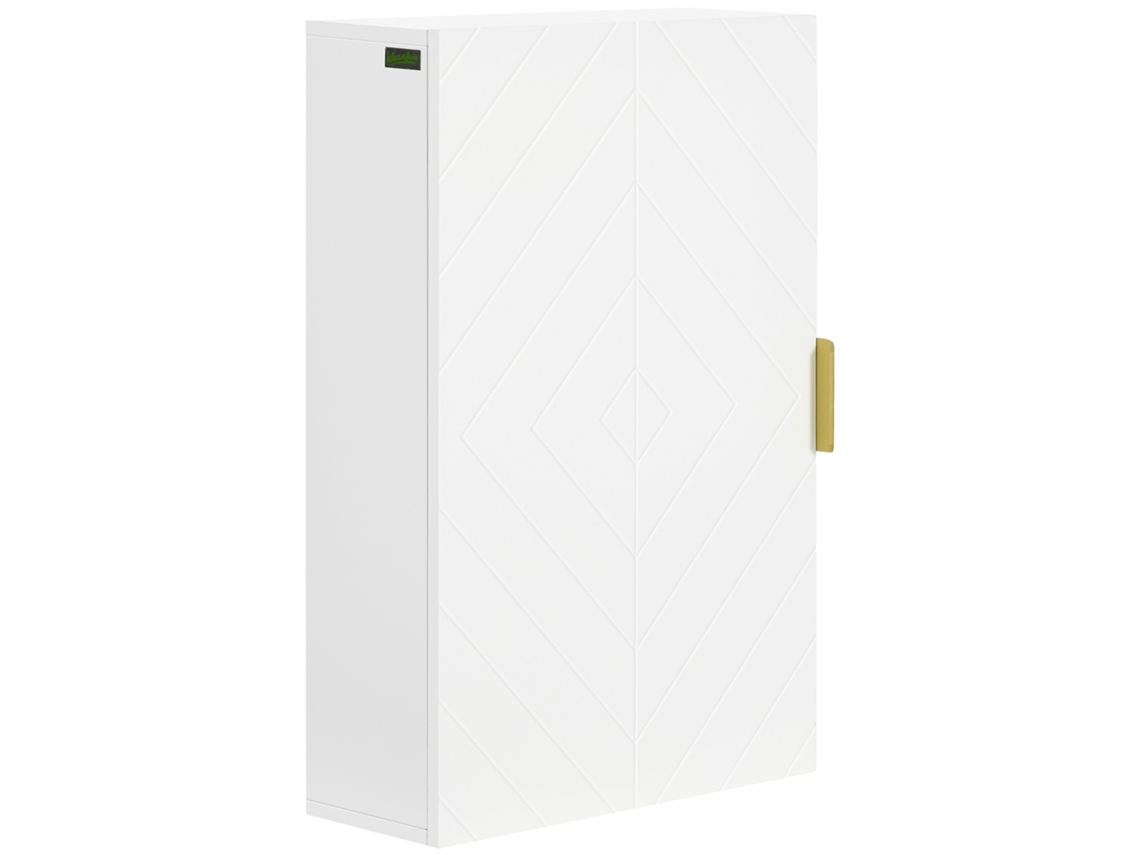 Armário Casa de Banho de Parede Mdf Cor Branco 40x15x60 cm Kleankin