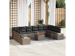 Vidaxl Conjunto De Sofá De Jardim 11 Unid. Cinzeto Rattan Sintético